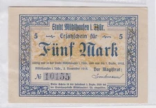 5 Mark Banknote City of Mühlhausen in Thuringia 2.11.1918 (118858)