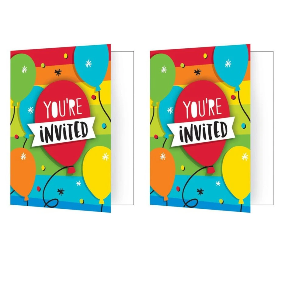 Party Birthday Invitations Foldover w/Envelopes 8 ct x 2 w/Embellishment Balloon - Image 4 of 4