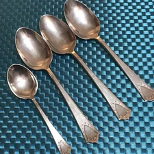 4 R & B International SPOONS Silverplate JEWELL NO Mono Vtg 3 SOUP 1 SUGAR