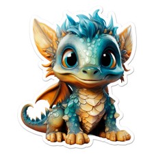 Cute Baby Dragon, Vinyl Decal Sticker, Indoor Outdoor, 3 Sizes, 11710