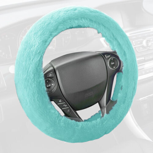 Mint Soft Plush Luxurious Faux Wool Steering Wheel Cover for Car Truck SUV - Afbeelding 3 van 7
