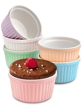 6 Souffle Förmchen Keramik Farbig Rund Creme Brulee Auflauf Back  Muffin Form