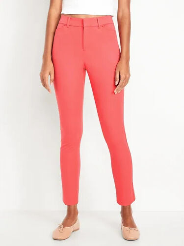 Old Navy Pixie Skinny Ankle Dress Pants Women 0 Coral Pink High Rise Stretch NEW