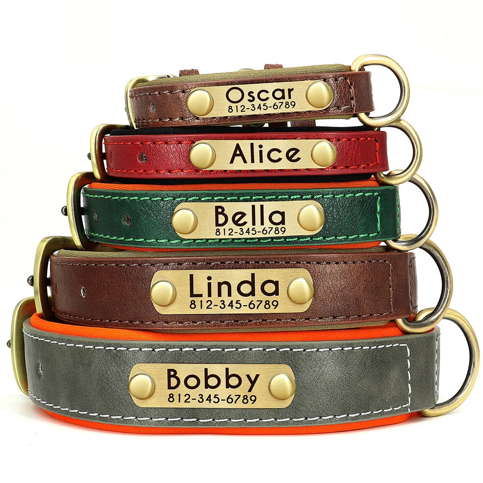 Collar de piel para Personalizable para Pequeños perros grandes 18-55cm XS-XL - Imagen 3 de 4
