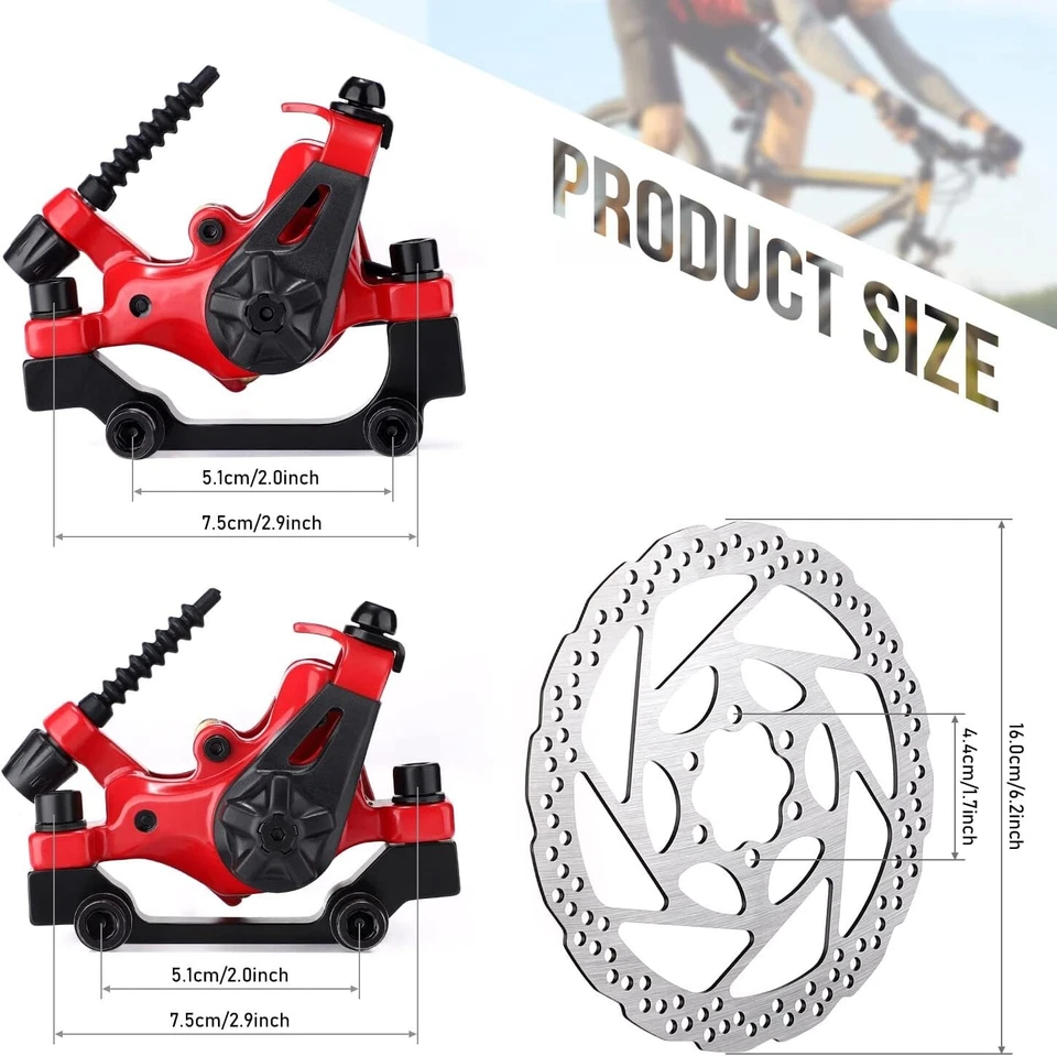 Premium Dual Piston Disc Brake Caliper Kit with Lightweight 160mm Rotors - Red - Image 4 of 4