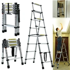 A-frame Folding Telescopic Ladder Multi Steps Multi-Purpose Aluminum Roof Climb
