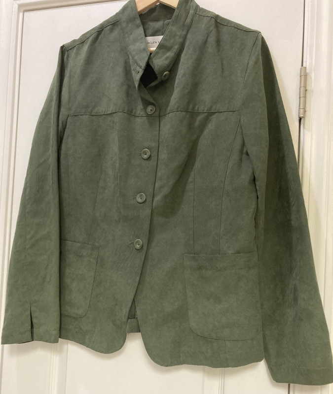 jaclyn smith Blazer/jacket womens Sz 12 dark emerald green suede-look business