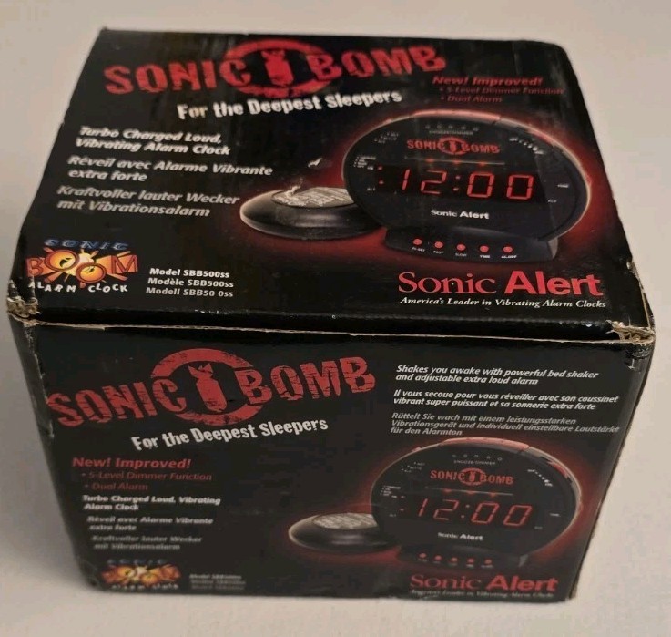 Sonic Bomb SBB 500 SS Extra Loud Vibrating Alarm Clock In Box photo