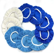 9-Piece Car Polishing Pad Set, 9-10 Inch Microfiber Bonnets for Auto Care