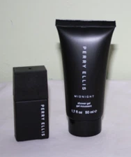 Perry Ellis Midnight Men 2 pc EDT Spray .25 oz + Shower Gel 1.7 oz  New no Box
