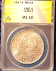 1887-P   MORGAN DOLLAR  *BRILLIANT WHITE LUSTER*   MS-63    VAM-11 - DOUBLE 18-7