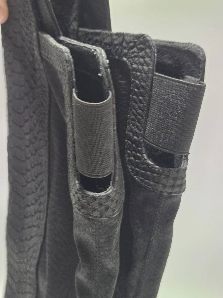 Daniella Lahavi Women's Black Flat Knee-High Reptile Pattern Boots, EU 37 US 6.5 - Image 3 of 4