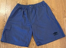 Vtg Umbro Mens Cargo Shorts Gray Cotton Ripstop Elastic Waist Athletic Size XL