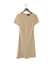 Ann Taylor Women's Silk Minimalist Beige Short Sleeve A-Line Dress Size 4