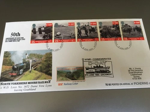 GB STAMPS NORTH YORKSHIRE MOORS RAILWAY FIRST DAY COVER 1994 D DAY