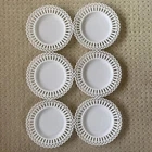 Set of 6 Vintage Canton Gothic White Milk Glass Lattice Edge 9.25” Round Plates