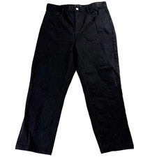 Womens Black Pants Straight Leg Classic Workwear Casual Office Minimal Fit Style