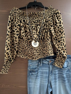 SIZE M EXPRESS Animal Print Long Sleeve Blouse INVPV3624