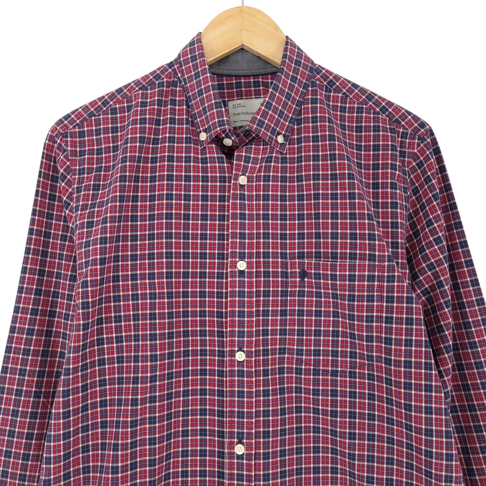 Vintage Peak Performance Men Shirt Check Cotton Co5 Size S - Image 2 of 4