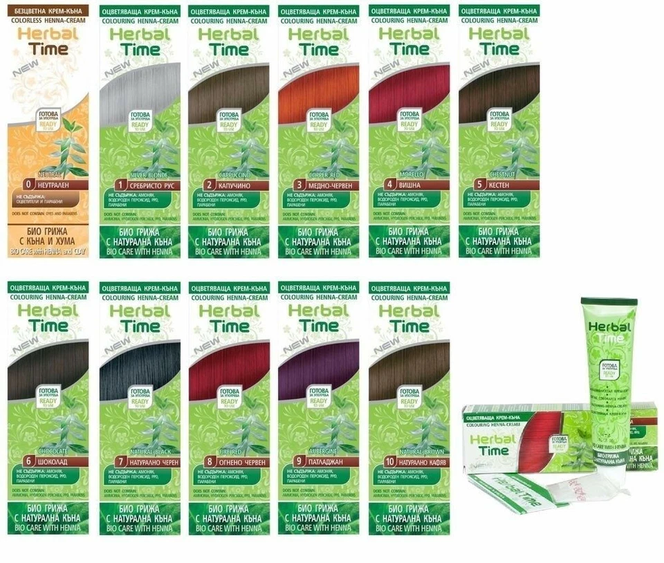 Herbal time 100% Bio Henna Haarfarbe Creme Color Pflanzen Naturhaarfärbemittel - Bild 1 von 1