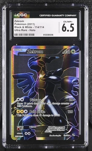 Graded CGC 6.5 EX/NM+ Zekrom (114 Full Art) 114/114 Black & White Holo