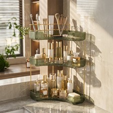 3 Tier Corner Bathroom Countertop Organizer Storage Rack Make-up Case