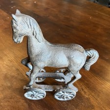 Cast Iron Horse Pull Toy on Wheels 6 Inches Vintage for Ages 4-7 8-11 Years