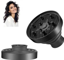 Collapsible Hair Dryer Diffuser 4–5cm Nozzle, Portable Silicone, Black