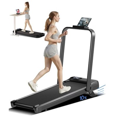 SuperFit 2.25HP W/Bluetooth Speaker Remote App Control 2 in 1 Folding Treadmill