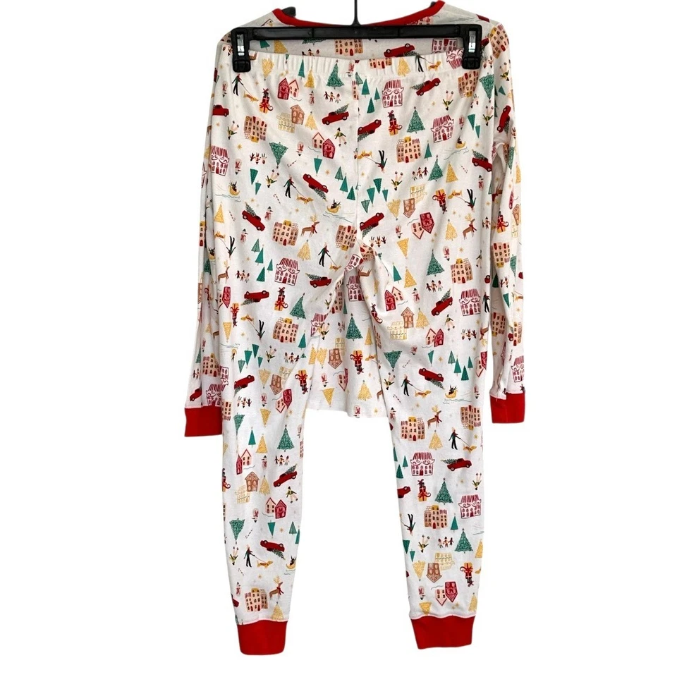 2件装LC Lauren Conrad睡衣套装中号圣诞村长袖睡衣 — 第 4/4 张图片