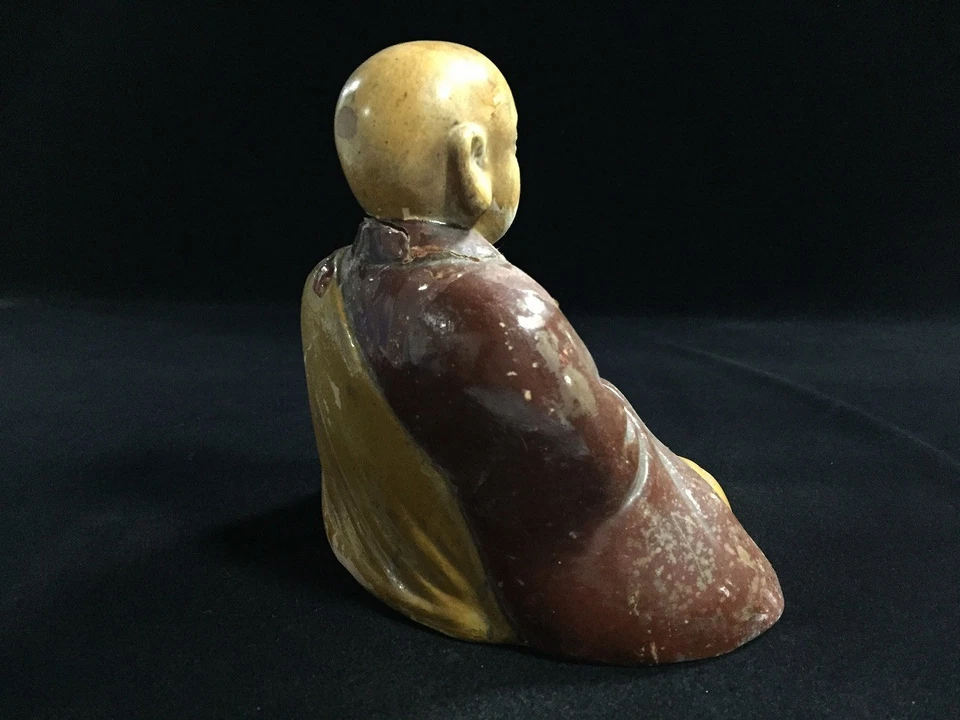 C0336 Monje Budista Japonés Estatua De Colección OKIMONO Decoración Interior Foto 4 de 4