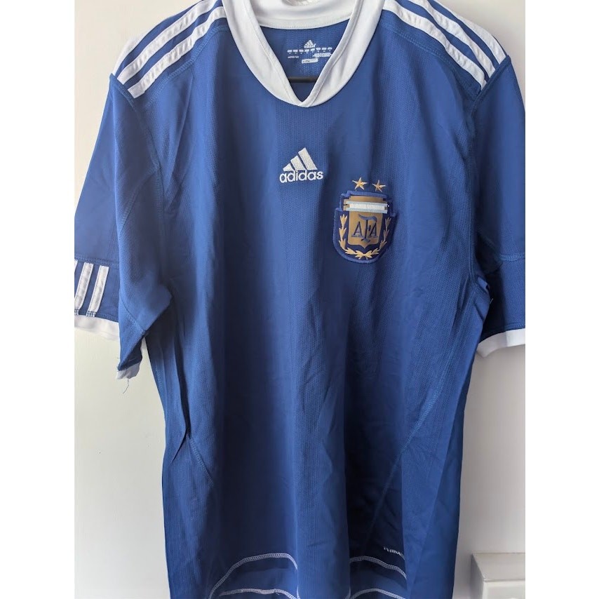 2010 Argentina Away Jersey Men's XL Adidas Vintage Blue World Cup Messi