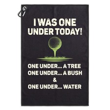 I was One Under Today Funny Printed Microfiber Golf Towel with Clip, Golf Gif...