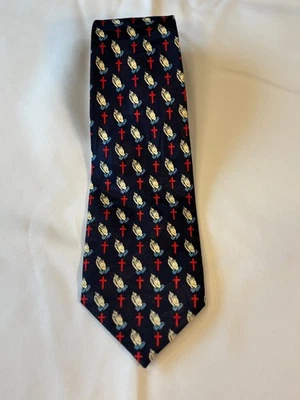 Steven Harris HAND MADE Christian ~ Cross ~ Crucifix ~ Prayer Neck Tie EUC - Image 1 of 4