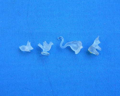 4 Dollhouse miniature hand Blown Glass Figurines lot 2mice, bear, bird - Picture 2 of 3