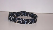 Wet Nose Designs Moondance Dog Collar Celestial Silver Moon & Stars on Black