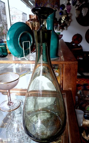 Scandinavian Glass Decanter possibly Orrefors Sweden Greenish Grey 1930s Antique - Picture 4 of 18