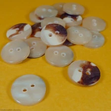 Reversible Pearl Cream/Brown - 2 Hole Plastic Buttons (18 per bag) (15mm x 2mm)