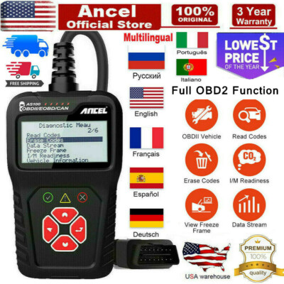 ANCEL AS100 OBD2 Scanner EOBD Code Reader Check Engine Fault Diagnostic Tool US