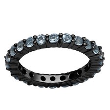 Eternity Band 925 Sterling Silver Blue Topaz Gemstone Stackable Ring