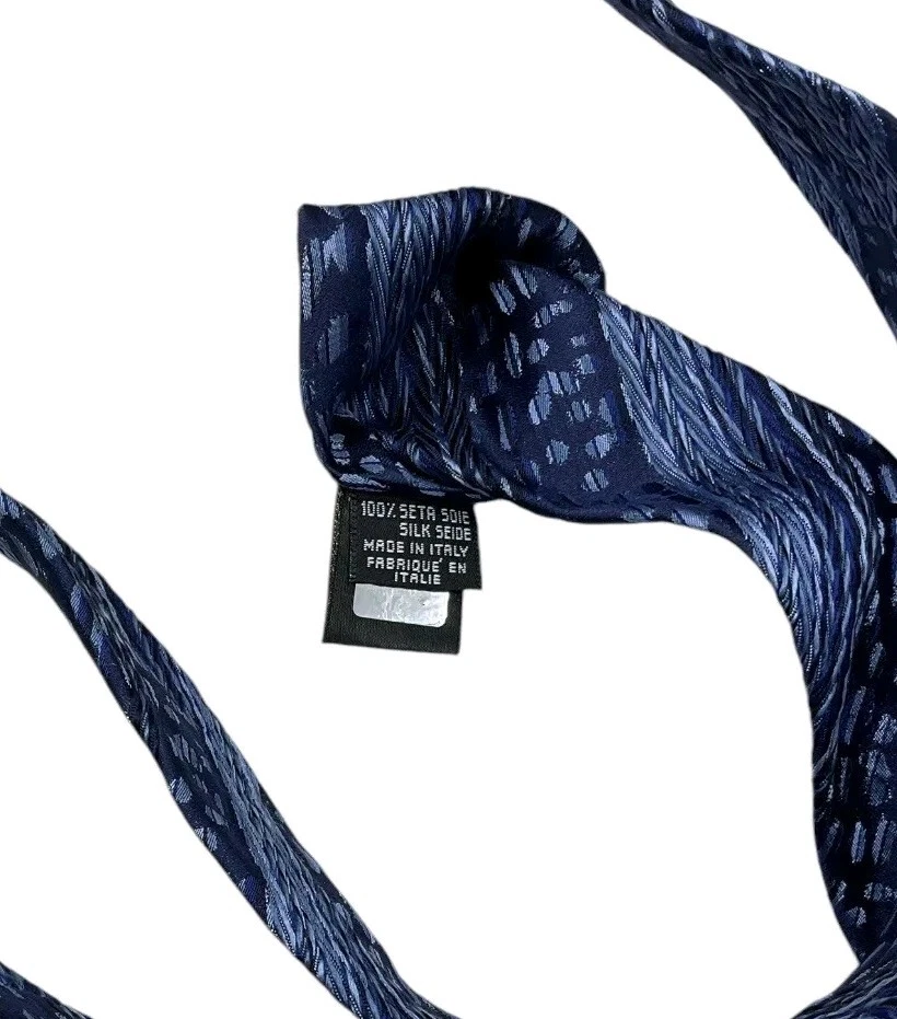 Corbata de seda ROBERTO CAVALLI ITALIA azul geométrica con:3,6" usada en excelente estado Foto 3 de 4