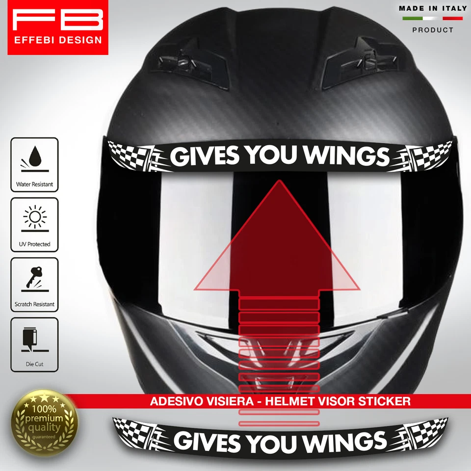 FB DESIGN Adesivo Sticker Casco Visiera Helmet Visor GIVES YOU WING Moto GP SBK
