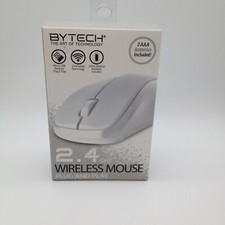 Bytech Wireless Mouse 2.4 ghz. Plug and Play White 2 AAA Batteries Included