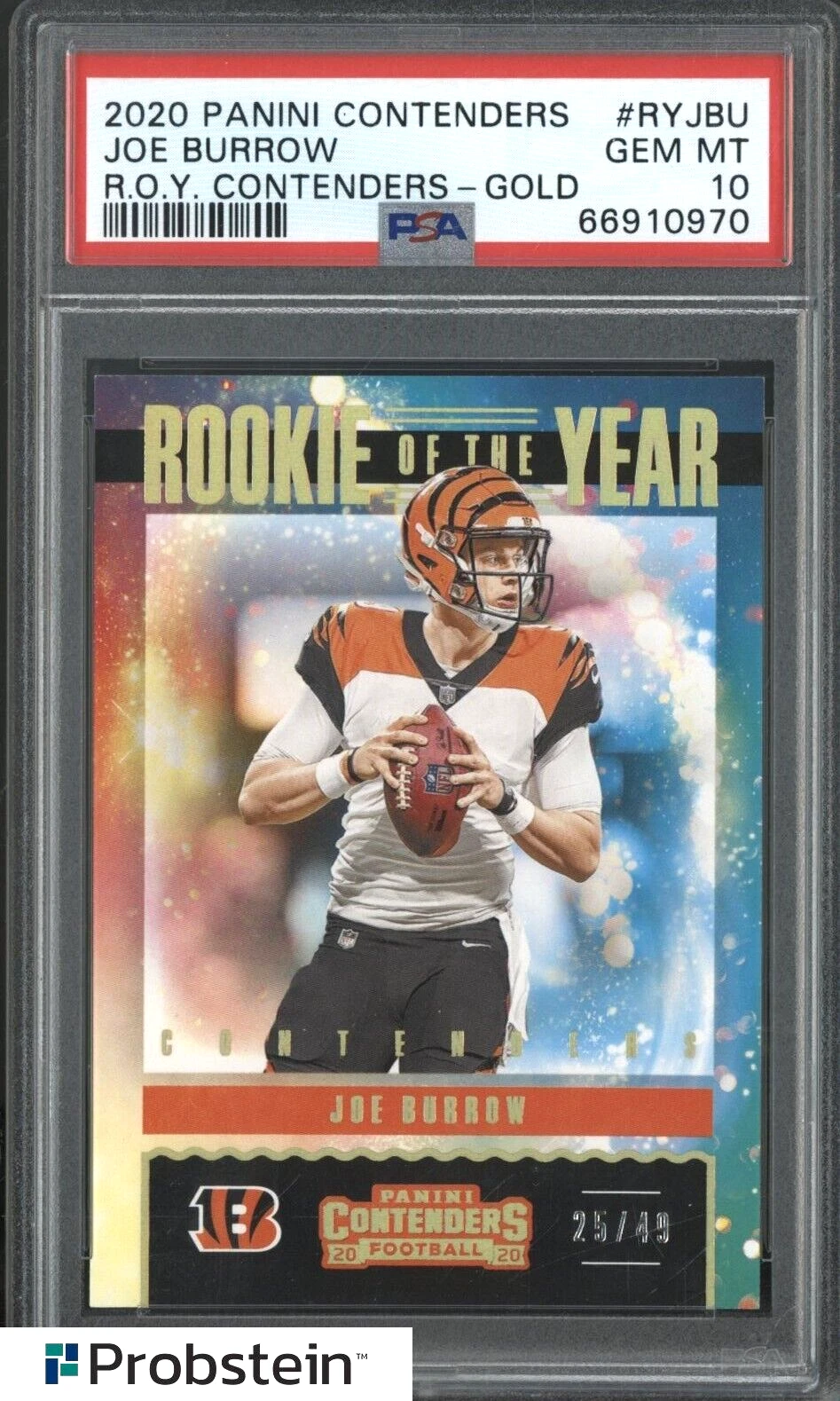Joe Burrow Panini Contenders Rookie of the Year Contenders #RYJBU Gold