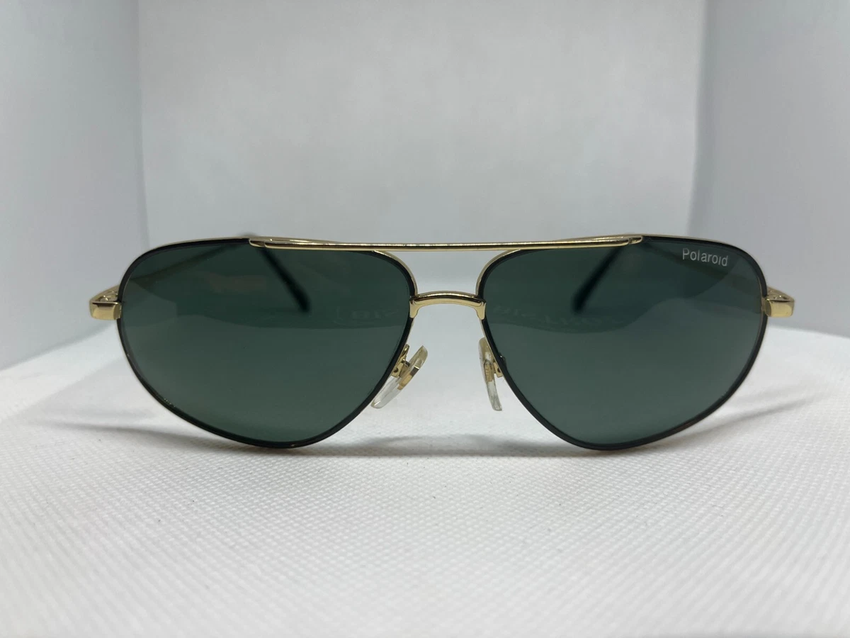 Lunettes De Soleil Polaroid Vintage, Monture Or, Verres Bleus - Occasion En Bon état