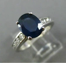 ESTATE 2.56CT DIAMOND & KASHMIR SAPPHIRE 14K WHITE GOLD 3D ENGAGEMENT RING 23797