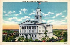 State Capitol Nashville Tennessee TN Sunset Linen Postcard VTG UNP Vintage