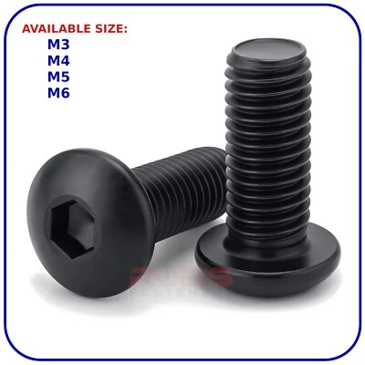 ROBS FASTENERS Button Head Machine Screws Allen Bolts Black High Tensile 10.9 Screw M3 M4 M5 M6