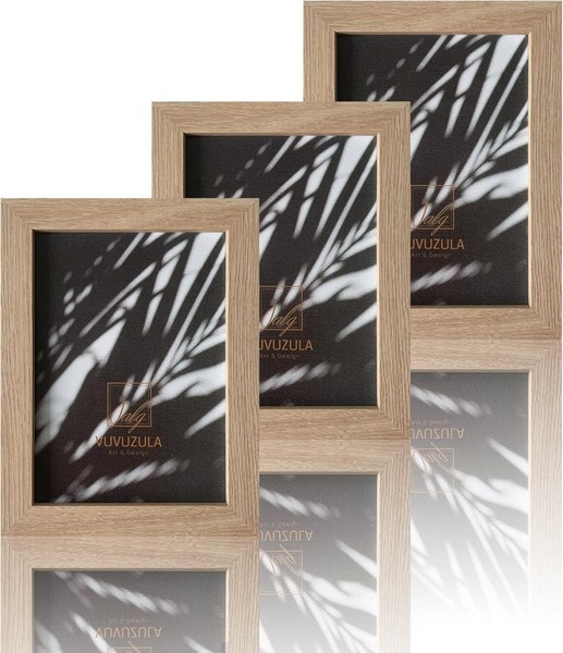 Bilderrahmen 13X18Cm Holz Fotorahmen Set Natur Acrylglas 3Er Beige-image