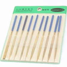10Pcs 140MMx 3MM Diamond Coated Needle Saw Files Titanium Filing